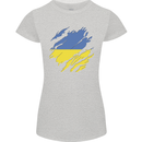 Torn Ukraine Flag Ukrainian Day Football Womens Petite Cut T-Shirt Sports Grey