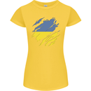 Torn Ukraine Flag Ukrainian Day Football Womens Petite Cut T-Shirt Yellow