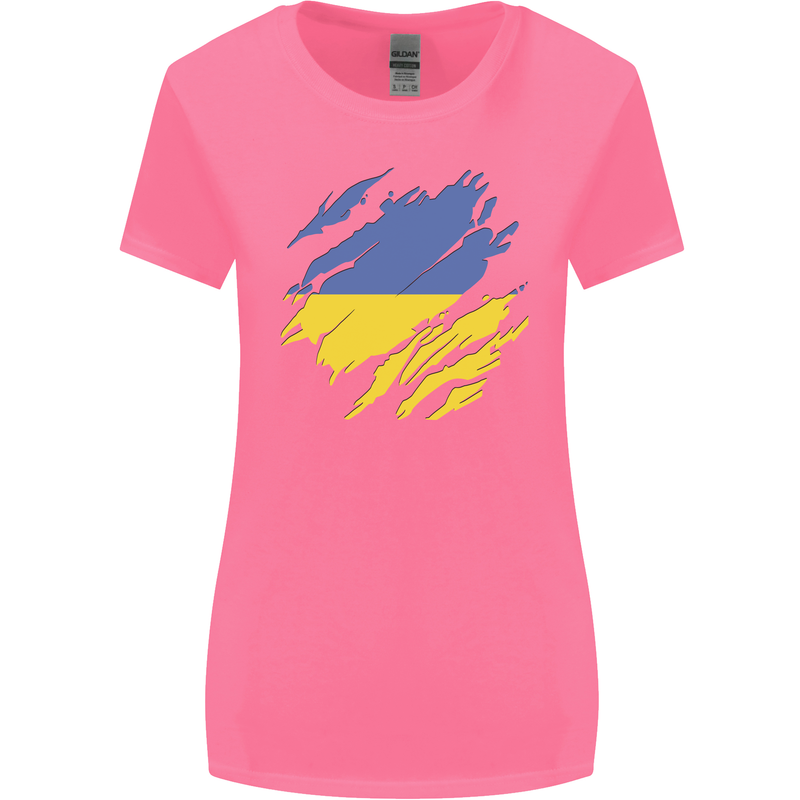 Torn Ukraine Flag Ukrainian Day Football Womens Wider Cut T-Shirt Azalea
