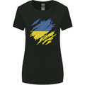 Torn Ukraine Flag Ukrainian Day Football Womens Wider Cut T-Shirt Black