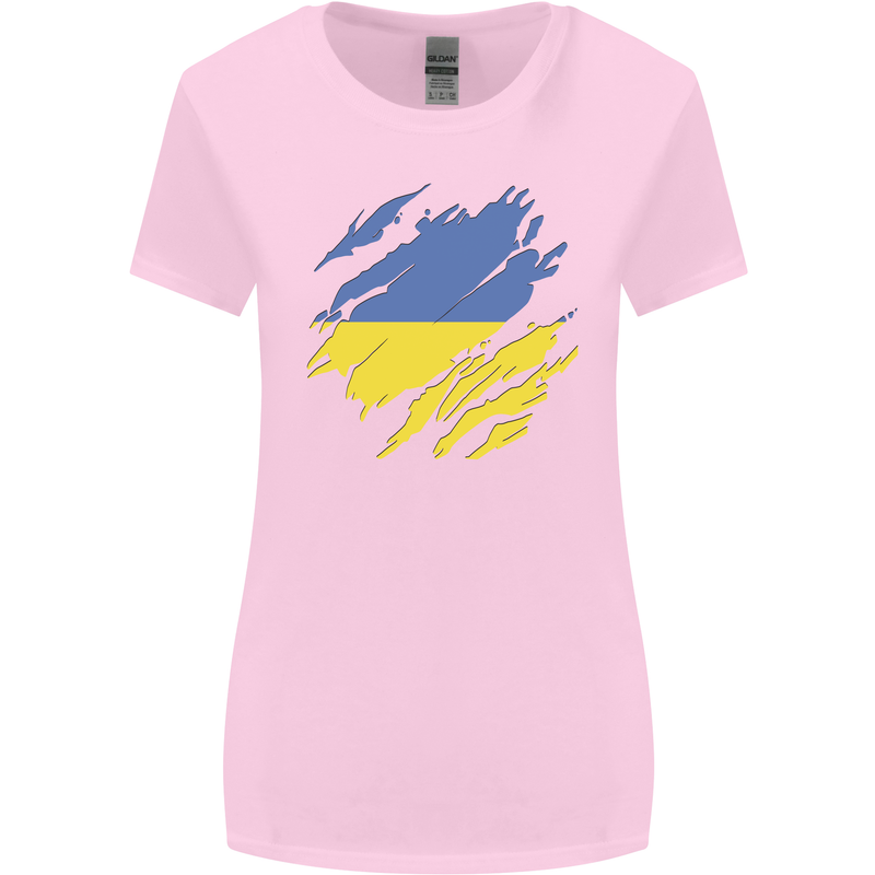 Torn Ukraine Flag Ukrainian Day Football Womens Wider Cut T-Shirt Light Pink