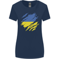 Torn Ukraine Flag Ukrainian Day Football Womens Wider Cut T-Shirt Navy Blue