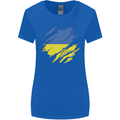 Torn Ukraine Flag Ukrainian Day Football Womens Wider Cut T-Shirt Royal Blue