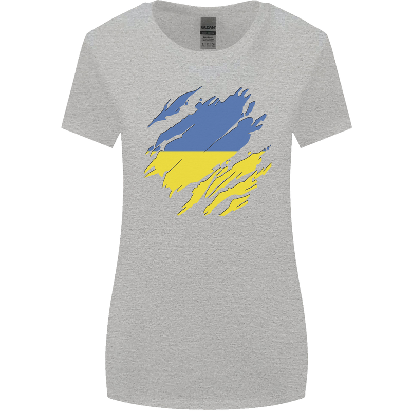 Torn Ukraine Flag Ukrainian Day Football Womens Wider Cut T-Shirt Sports Grey