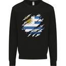 Torn Uruguay Flag Uruguayan Day Football Kids Sweatshirt Jumper Black