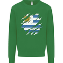 Torn Uruguay Flag Uruguayan Day Football Kids Sweatshirt Jumper Irish Green