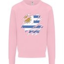 Torn Uruguay Flag Uruguayan Day Football Kids Sweatshirt Jumper Light Pink