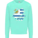 Torn Uruguay Flag Uruguayan Day Football Kids Sweatshirt Jumper Peppermint