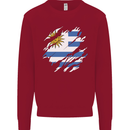 Torn Uruguay Flag Uruguayan Day Football Kids Sweatshirt Jumper Red