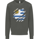 Torn Uruguay Flag Uruguayan Day Football Kids Sweatshirt Jumper Storm Grey
