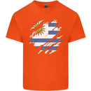 Torn Uruguay Flag Uruguayan Day Football Kids T-Shirt Childrens Orange