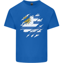 Torn Uruguay Flag Uruguayan Day Football Kids T-Shirt Childrens Royal Blue