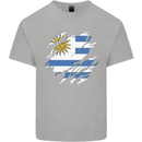Torn Uruguay Flag Uruguayan Day Football Kids T-Shirt Childrens Sports Grey