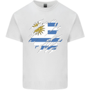 Torn Uruguay Flag Uruguayan Day Football Kids T-Shirt Childrens White