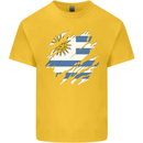 Torn Uruguay Flag Uruguayan Day Football Kids T-Shirt Childrens Yellow