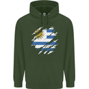 Torn Uruguay Flag Uruguayan Day Football Mens 80% Cotton Hoodie Forest Green