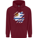 Torn Uruguay Flag Uruguayan Day Football Mens 80% Cotton Hoodie Maroon