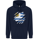 Torn Uruguay Flag Uruguayan Day Football Mens 80% Cotton Hoodie Navy Blue