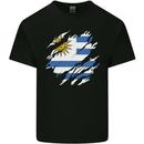 Torn Uruguay Flag Uruguayan Day Football Mens Cotton T-Shirt Tee Top Black