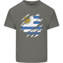 Torn Uruguay Flag Uruguayan Day Football Mens Cotton T-Shirt Tee Top Charcoal