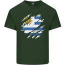 Torn Uruguay Flag Uruguayan Day Football Mens Cotton T-Shirt Tee Top Forest Green