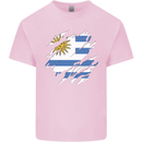 Torn Uruguay Flag Uruguayan Day Football Mens Cotton T-Shirt Tee Top Light Pink