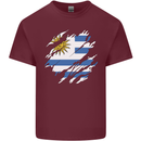 Torn Uruguay Flag Uruguayan Day Football Mens Cotton T-Shirt Tee Top Maroon