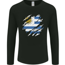 Torn Uruguay Flag Uruguayan Day Football Mens Long Sleeve T-Shirt Black