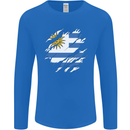Torn Uruguay Flag Uruguayan Day Football Mens Long Sleeve T-Shirt Royal Blue