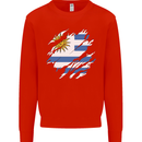 Torn Uruguay Flag Uruguayan Day Football Mens Sweatshirt Jumper Bright Red