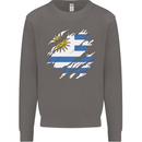 Torn Uruguay Flag Uruguayan Day Football Mens Sweatshirt Jumper Charcoal