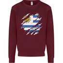 Torn Uruguay Flag Uruguayan Day Football Mens Sweatshirt Jumper Maroon