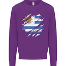 Torn Uruguay Flag Uruguayan Day Football Mens Sweatshirt Jumper Purple