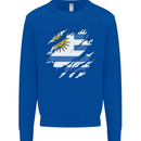 Torn Uruguay Flag Uruguayan Day Football Mens Sweatshirt Jumper Royal Blue