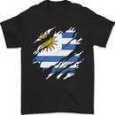Torn Uruguay Flag Uruguayan Day Football Mens T-Shirt 100% Cotton Black