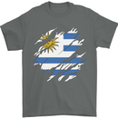 Torn Uruguay Flag Uruguayan Day Football Mens T-Shirt 100% Cotton Charcoal