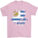 Torn Uruguay Flag Uruguayan Day Football Mens T-Shirt 100% Cotton Light Pink