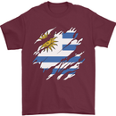 Torn Uruguay Flag Uruguayan Day Football Mens T-Shirt 100% Cotton Maroon