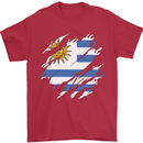 Torn Uruguay Flag Uruguayan Day Football Mens T-Shirt 100% Cotton Red