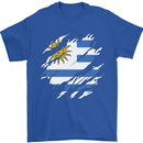 Torn Uruguay Flag Uruguayan Day Football Mens T-Shirt 100% Cotton Royal Blue