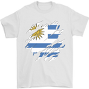Torn Uruguay Flag Uruguayan Day Football Mens T-Shirt 100% Cotton White