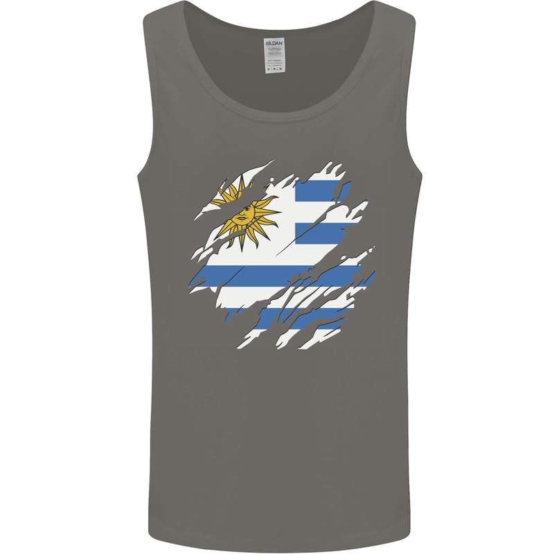 Torn Uruguay Flag Uruguayan Day Football Mens Vest Tank Top Charcoal