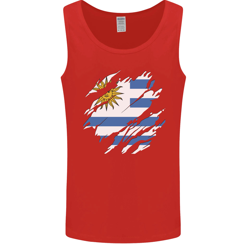 Torn Uruguay Flag Uruguayan Day Football Mens Vest Tank Top Red