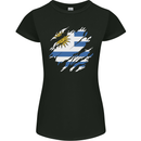 Torn Uruguay Flag Uruguayan Day Football Womens Petite Cut T-Shirt Black