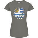 Torn Uruguay Flag Uruguayan Day Football Womens Petite Cut T-Shirt Charcoal