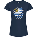 Torn Uruguay Flag Uruguayan Day Football Womens Petite Cut T-Shirt Navy Blue