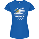 Torn Uruguay Flag Uruguayan Day Football Womens Petite Cut T-Shirt Royal Blue