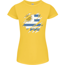 Torn Uruguay Flag Uruguayan Day Football Womens Petite Cut T-Shirt Yellow