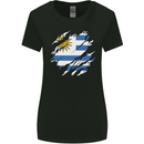 Torn Uruguay Flag Uruguayan Day Football Womens Wider Cut T-Shirt Black