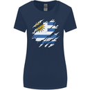 Torn Uruguay Flag Uruguayan Day Football Womens Wider Cut T-Shirt Navy Blue